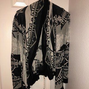 Black, Gray, and White Cardigan - Medium